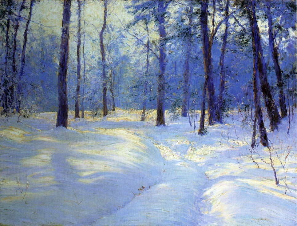 Winter's Golden Glow, vintage artwork by Walter Launt Palmer, 12x8" (A4) Poster