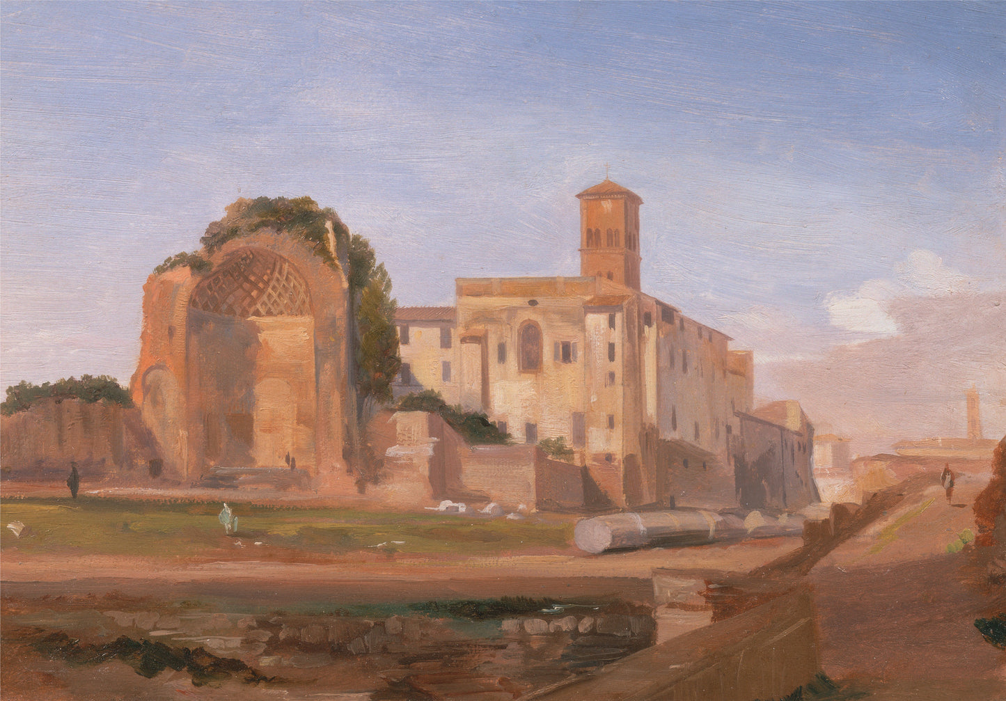Temple of Venus and Rome, Rome, vintage artwork by Edward Lear, A3 (16x12") Poster Print