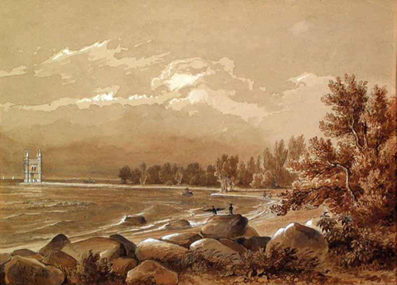 View of the coast in Peterhof, vintage artwork by Loggin Fricke, A3 (16x12") Poster Print