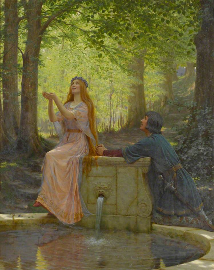 Pelleas and Melisande, vintage artwork by Edmund Blair Leighton, 12x8" (A4) Poster