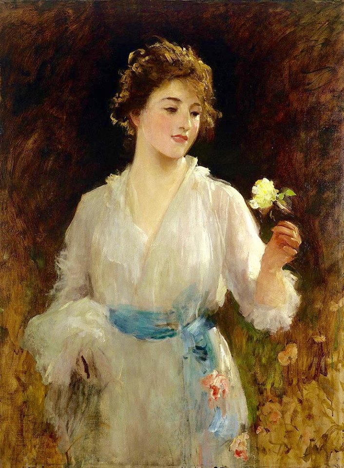 The yellow rose, vintage artwork by Sir Luke Fildes, 12x8" (A4) Poster