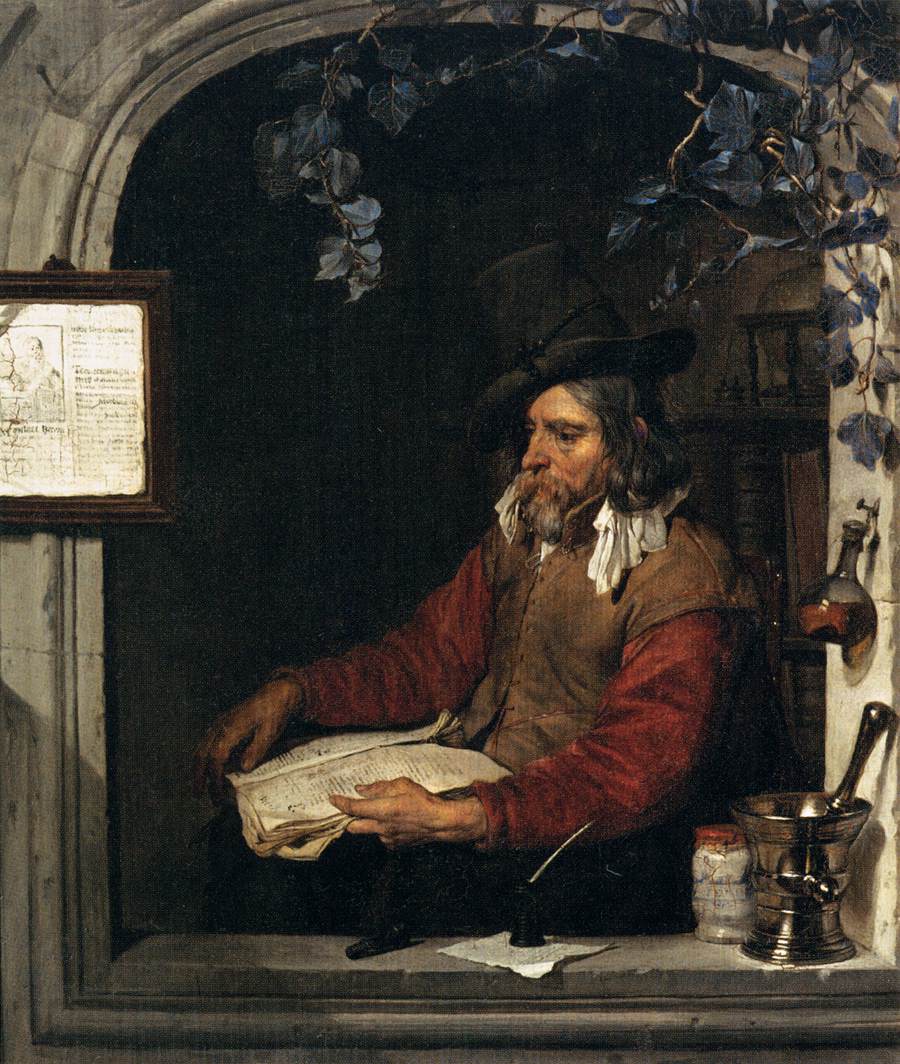 The Apothecary, vintage artwork by Gabriël Metsu, 12x8" (A4) Poster