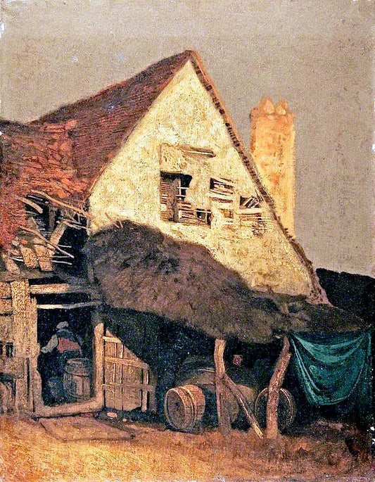 Gable End of Old Houses, St Albans (after Francis Stevens), vintage artwork by John Sell Cotman, 12x8" (A4) Poster