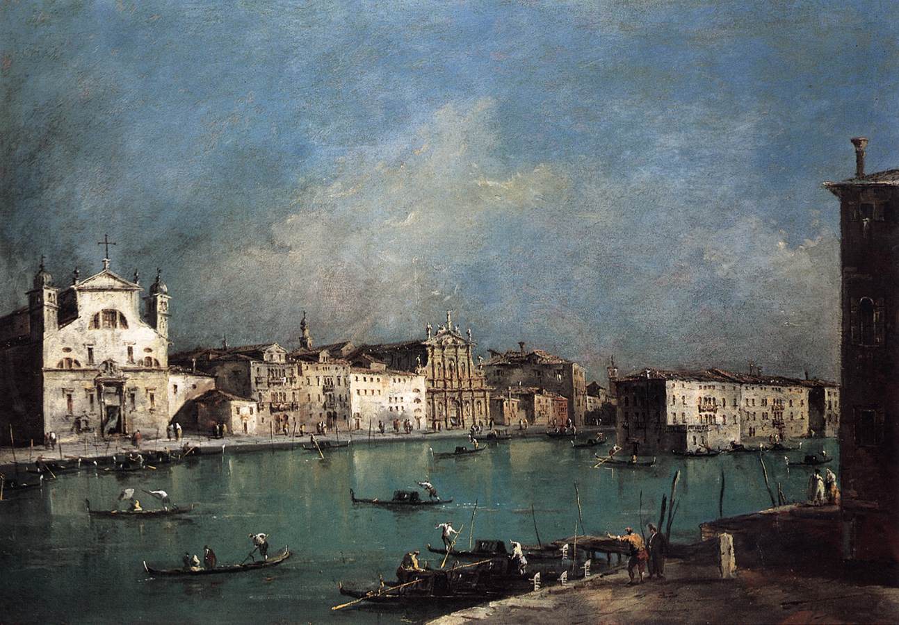 Grand Canal and Santa Lucia and the Scalzi Church, vintage artwork by Francesco Guardi, 12x8" (A4) Poster