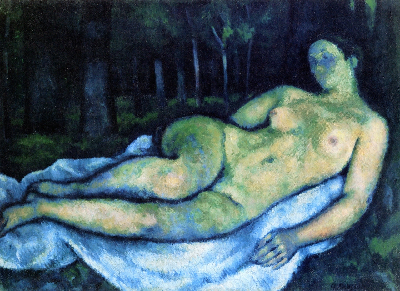 Sleeping Female Nude, vintage artwork by Adolf Erbslöh, 12x8" (A4) Poster