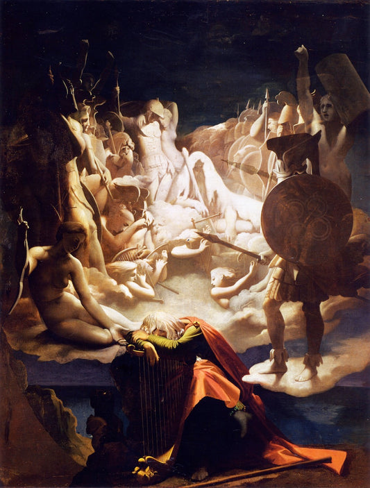 The Dream of Ossian, vintage artwork by Jean-Auguste-Dominique Ingres, 12x8" (A4) Poster