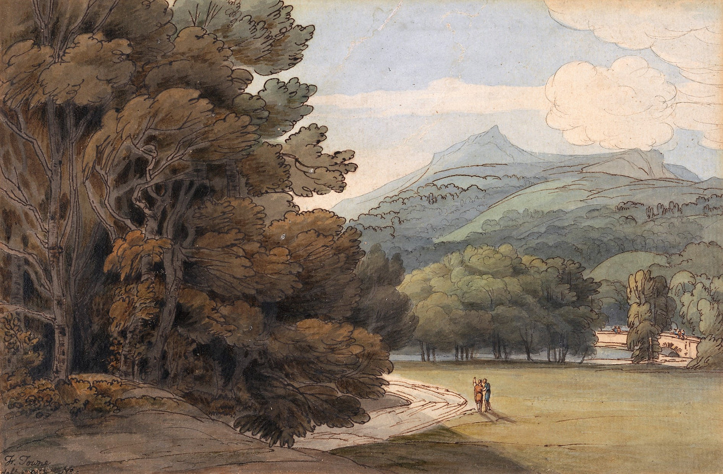 Near Ambleside, vintage artwork by Francis Towne, 12x8" (A4) Poster
