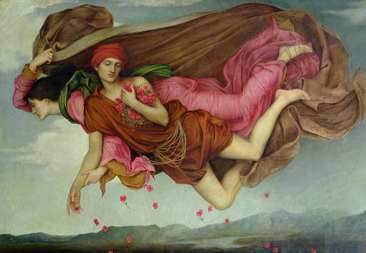 Night and Sleep, vintage artwork by Evelyn de Morgan, 12x8" (A4) Poster