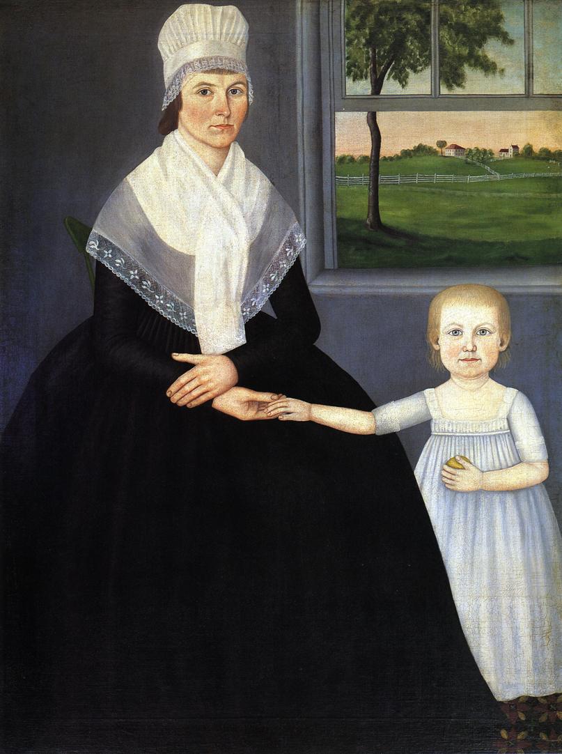 Lucy Knapp Mygatt and Her Son George, vintage artwork by John Brewster Jr., 12x8" (A4) Poster