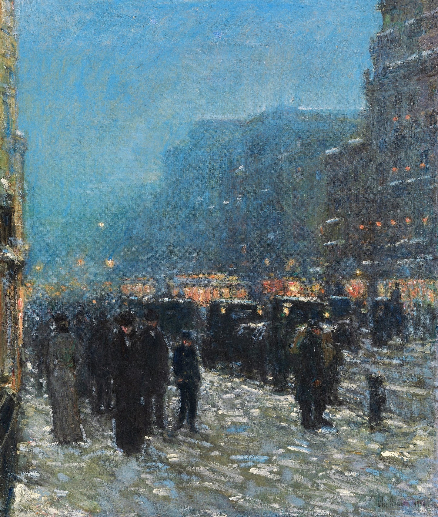 Broadway and 42nd Street, vintage artwork by Childe Hassam, 12x8" (A4) Poster