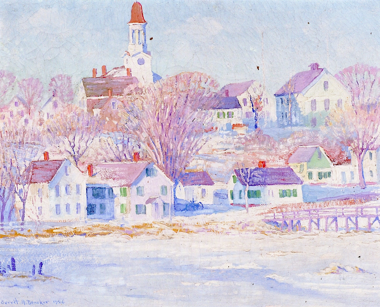 Wellfleet in Winter, vintage artwork by Gerrit Albertus Beneker, 12x8" (A4) Poster