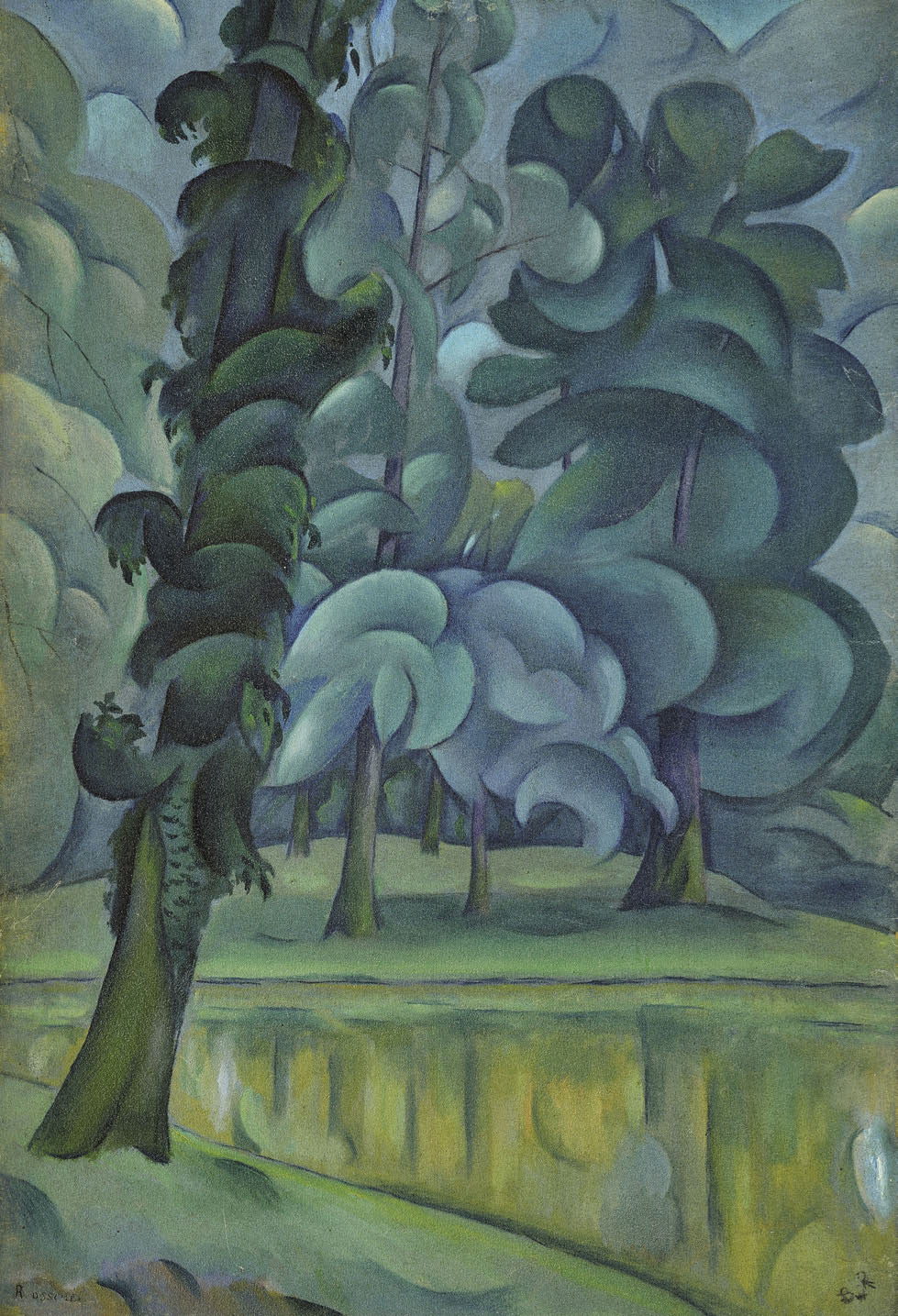 Futuristic Landscape, vintage artwork by Vladimir Baranoff-Rossine, 12x8" (A4) Poster