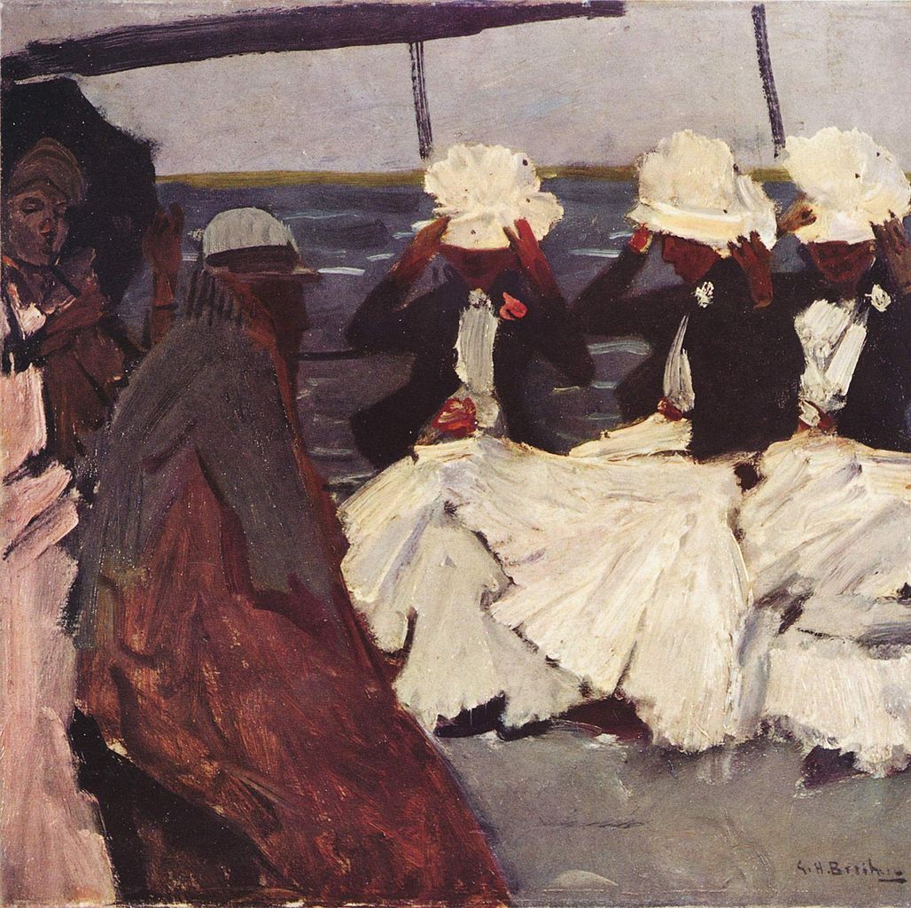 Promenade deck with three ladies, vintage artwork by George Hendrik Breitner, 12x8" (A4) Poster