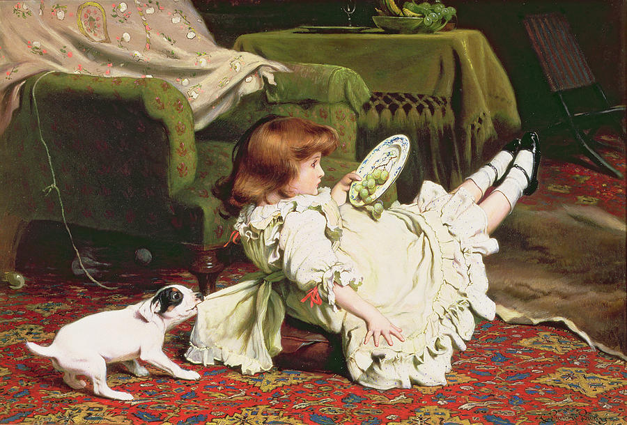 A Mischievous Puppy, vintage artwork by Charles Burton Barber, 12x8" (A4) Poster