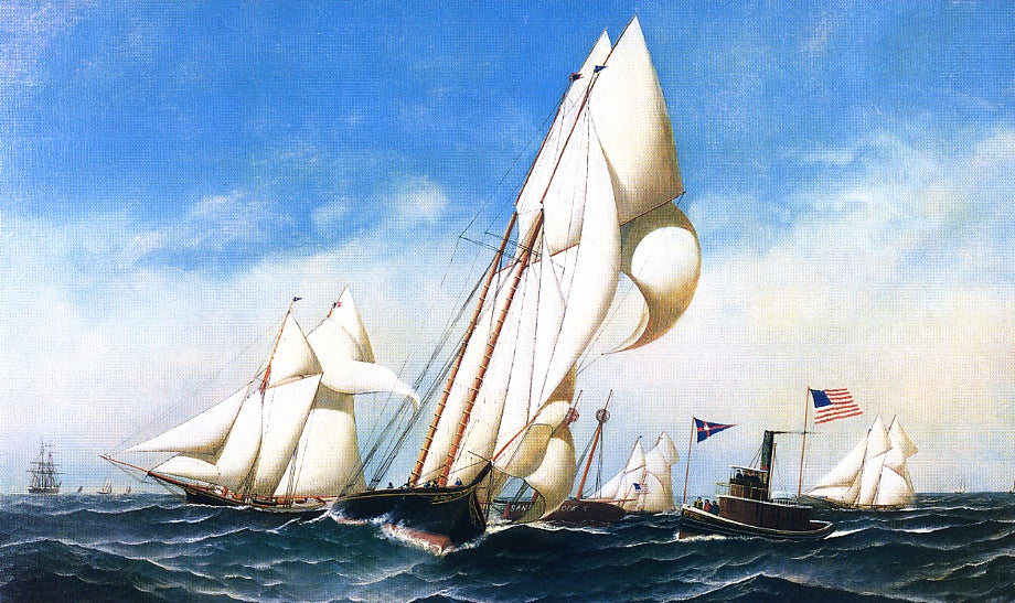 Rounding the Mark, NYCC Regatta 1886, vintage artwork by Antonio Jacobsen, 12x8" (A4) Poster