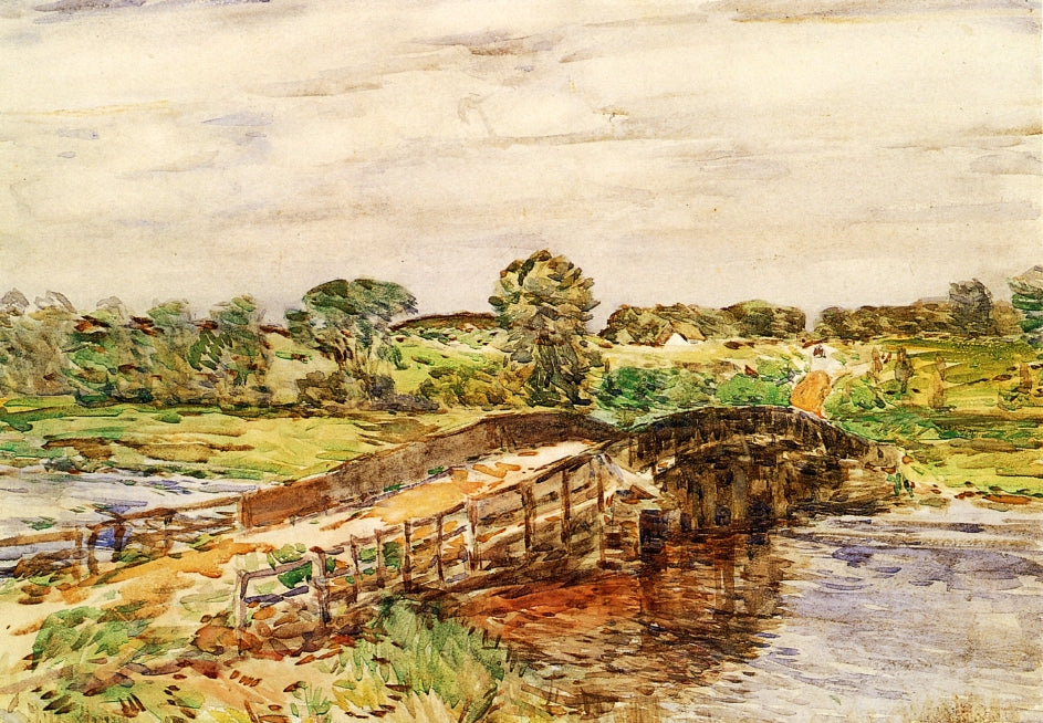 Bridge at Old Lyme, vintage artwork by Childe Hassam, 12x8" (A4) Poster
