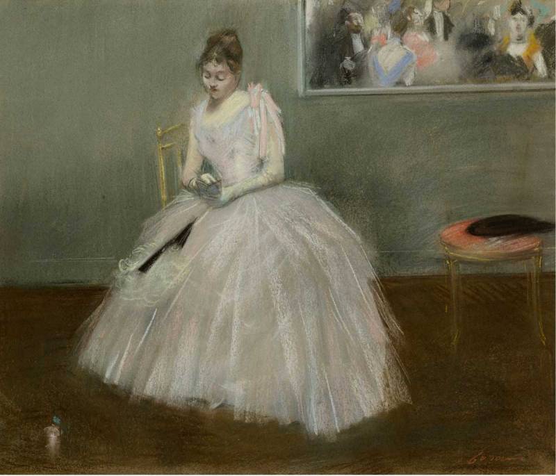 Le Carnet de Bal, vintage artwork by Jean-Louis Forain, 12x8" (A4) Poster