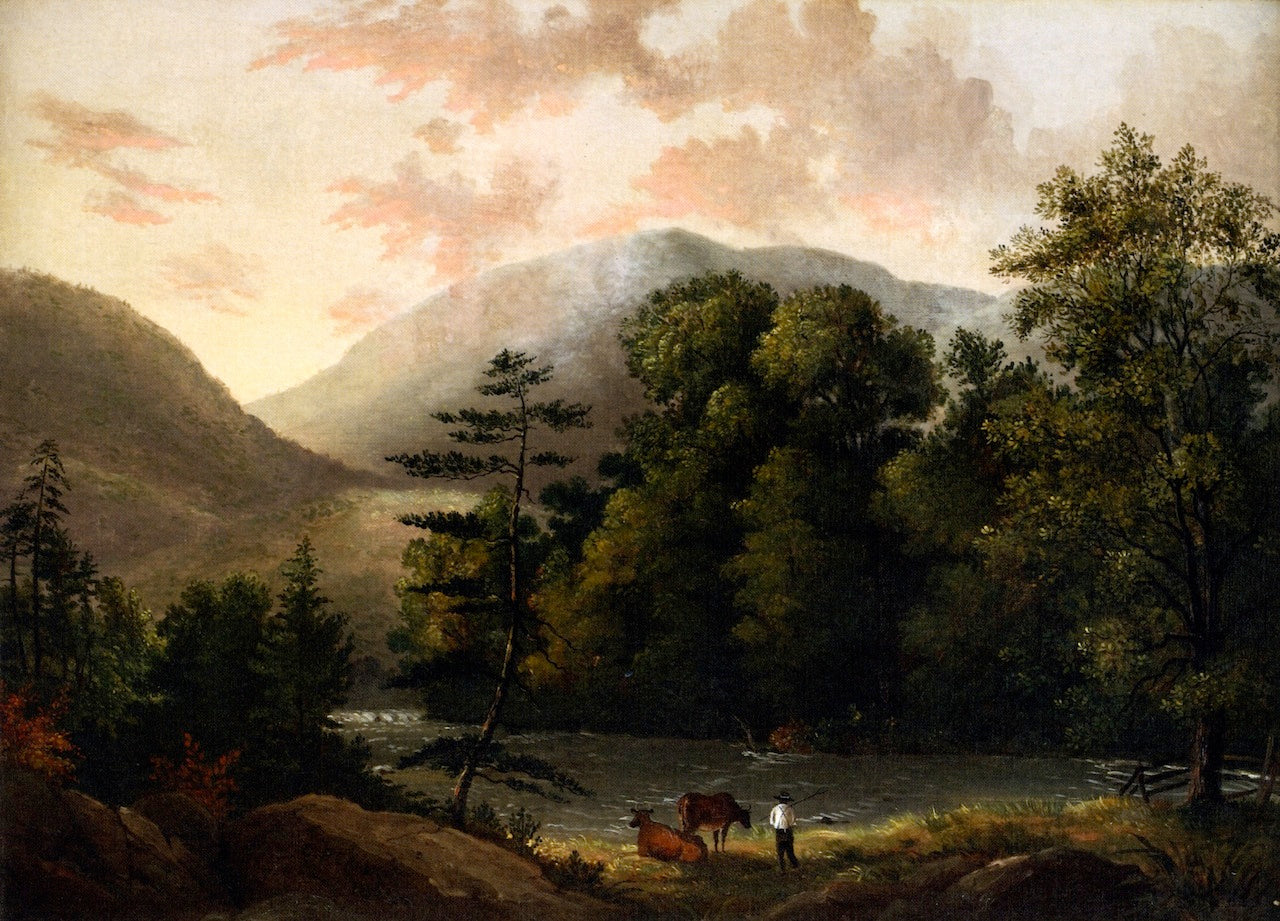 Man with Two Cows, vintage artwork by Christopher Pearse Cranch, A3 (16x12") Poster Print