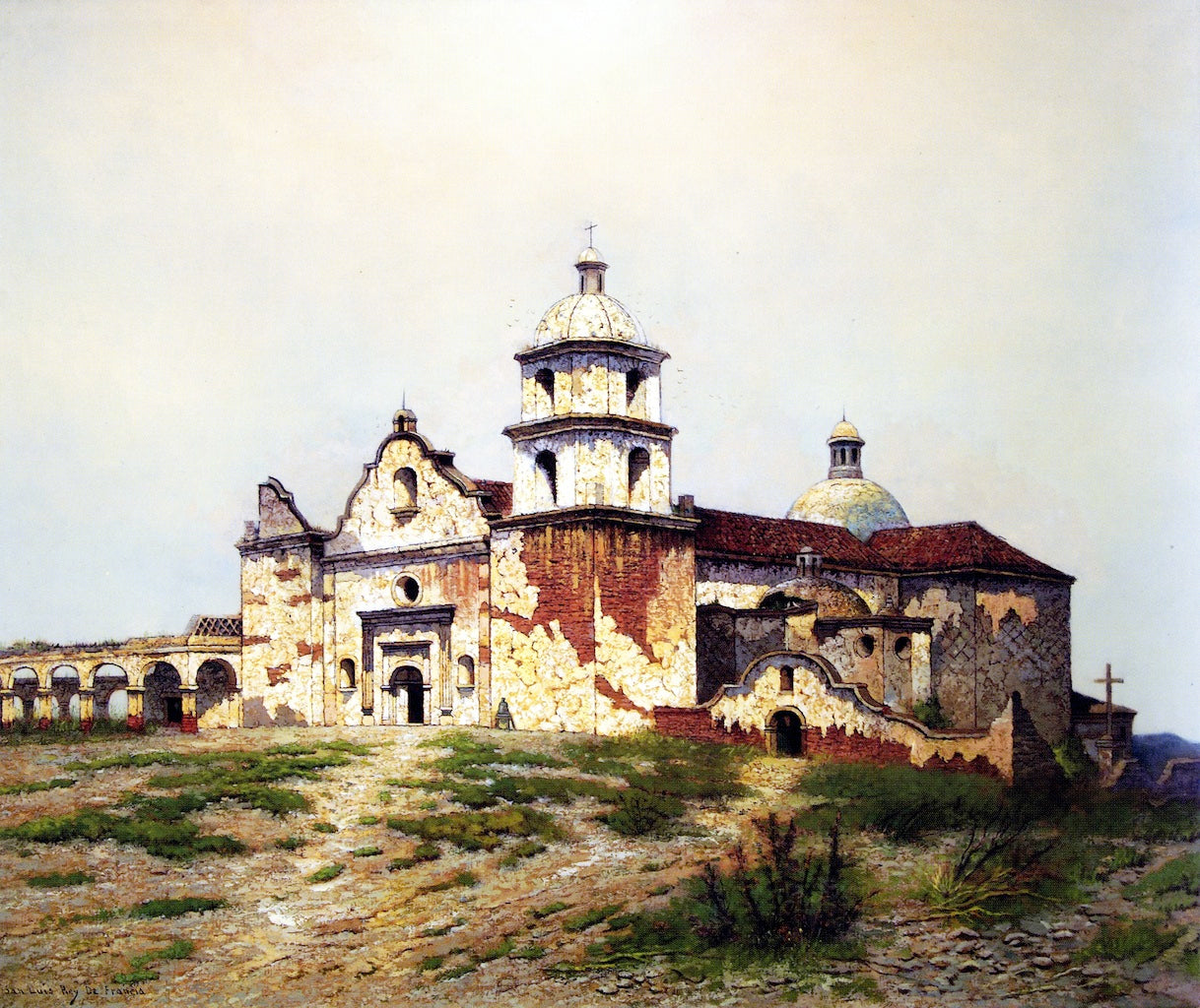 MissionSan Luis Rey de Francia, vintage artwork by Edwin Deakin, 12x8" (A4) Poster