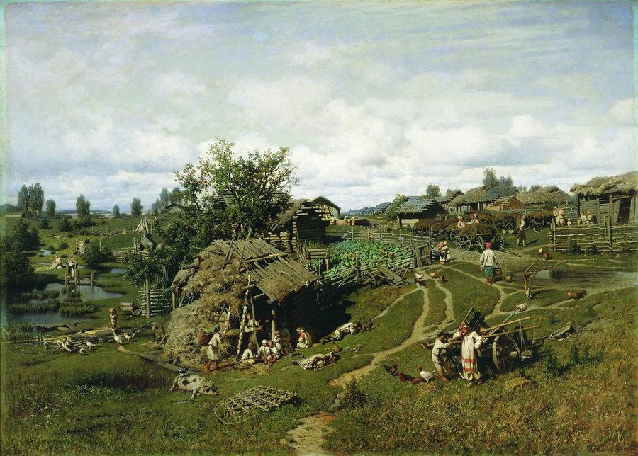 Midday in the Countryside, vintage artwork by Petr Sukhodolsky, 12x8" (A4) Poster