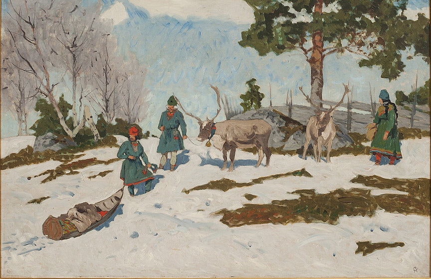 Saami People, vintage artwork by Olof Arborelius, 12x8" (A4) Poster