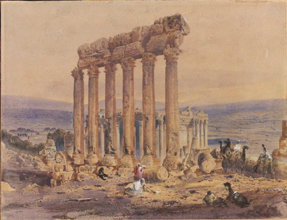 The Temple of Jupiter, Baalbek (Lebanon), vintage artwork by William Edward Dighton, A3 (16x12") Poster Print