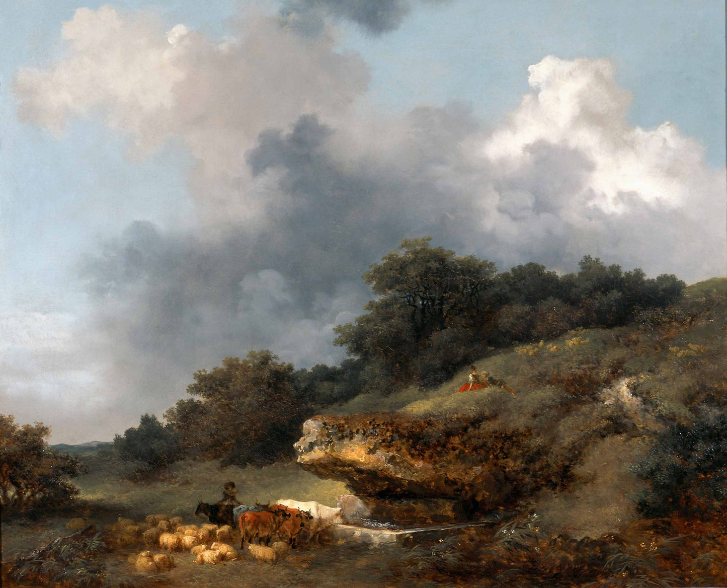 L'Abreuvoir, vintage artwork by Jean-Honore Fragonard, 12x8" (A4) Poster