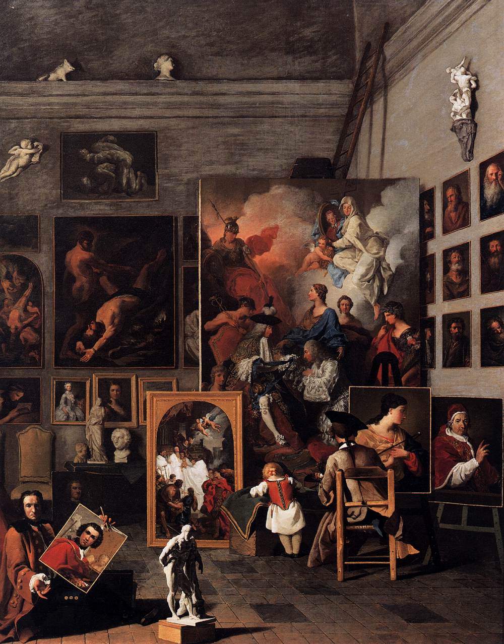 The Studio of the Painter, vintage artwork by Pierre Subleyras, 12x8" (A4) Poster
