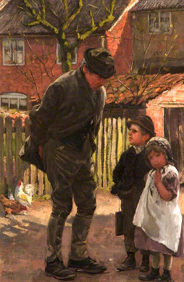 Grandad, She Does Not Want to Go to School, vintage artwork by James Charles, 12x8" (A4) Poster