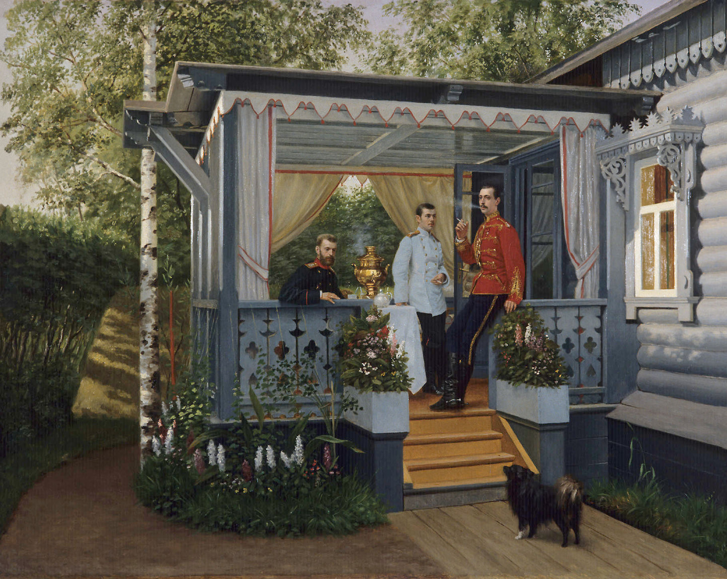 Grand Dukes Sergei, Nikolai and Pavel in Tsarskoye Selo, vintage artwork by Nikolai Dmitriev-Orenburgsky, 12x8" (A4) Poster