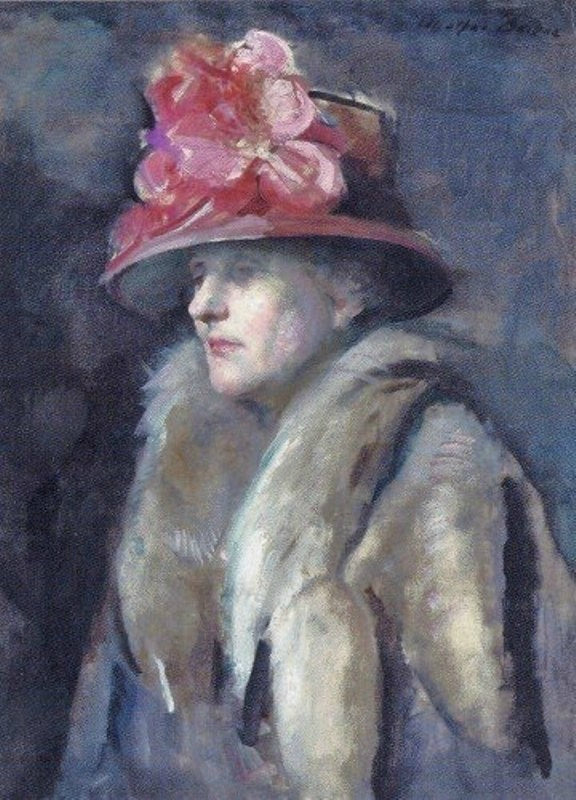 Lady with a Hat, vintage artwork by Adolphe Borie, 12x8" (A4) Poster