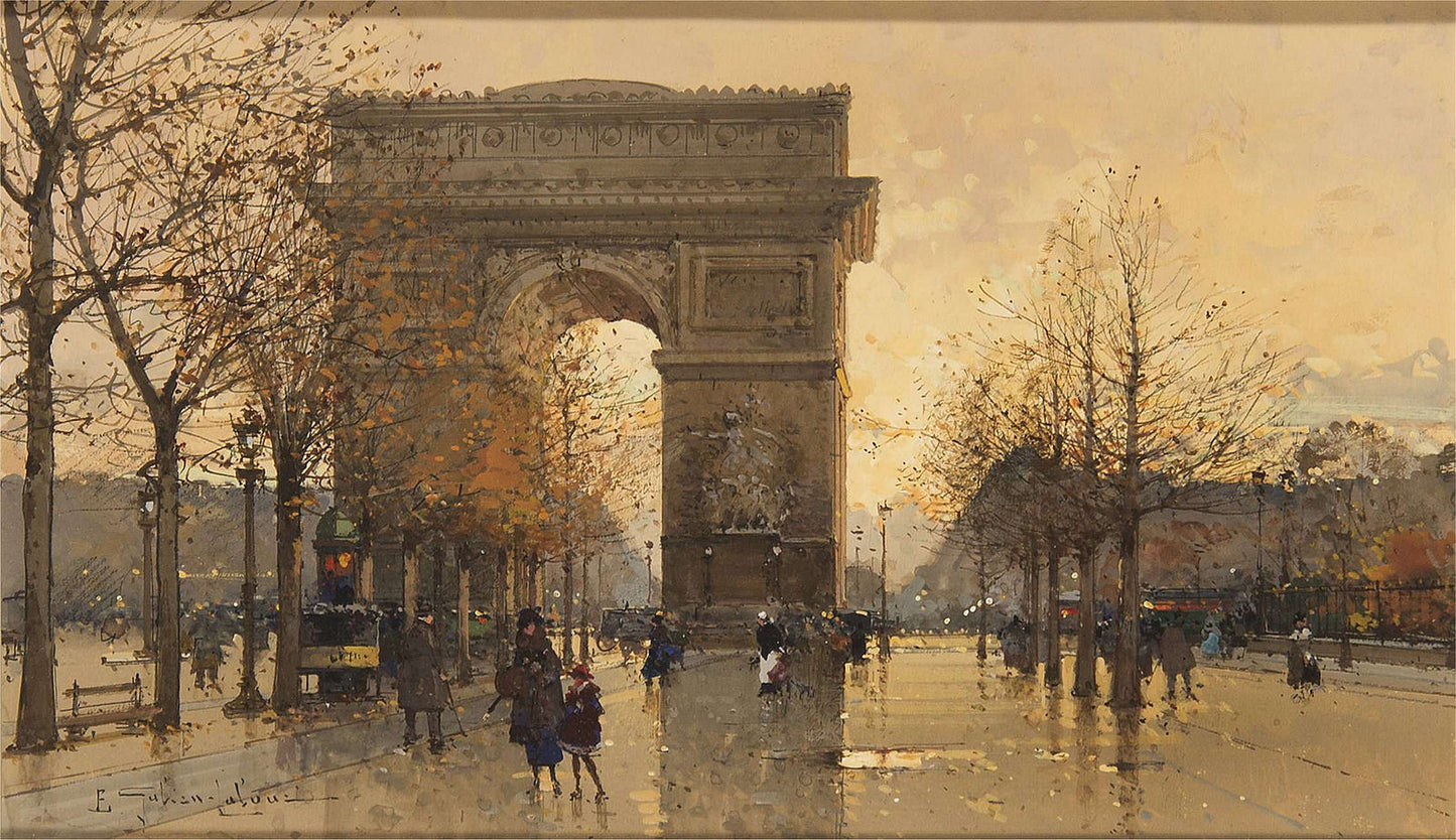 L'Arc de Triomphe by Eugene Galien-Laloue,A3(16x12")Poster
