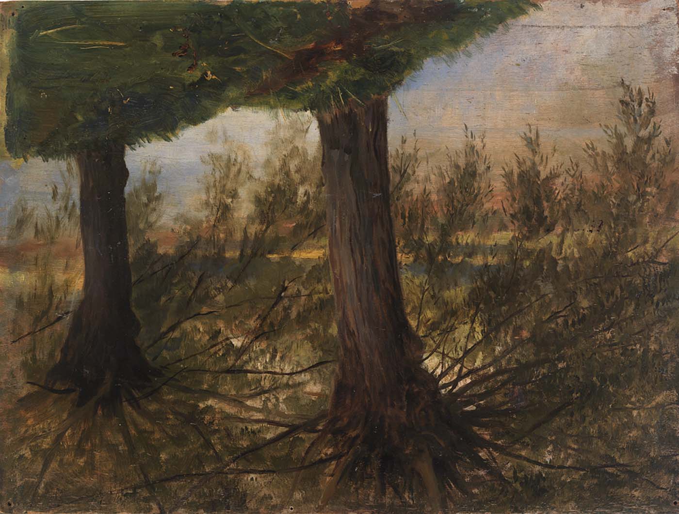 Trees beside a Stream, vintage artwork by Eliphalet Frazer Andrews, 12x8" (A4) Poster
