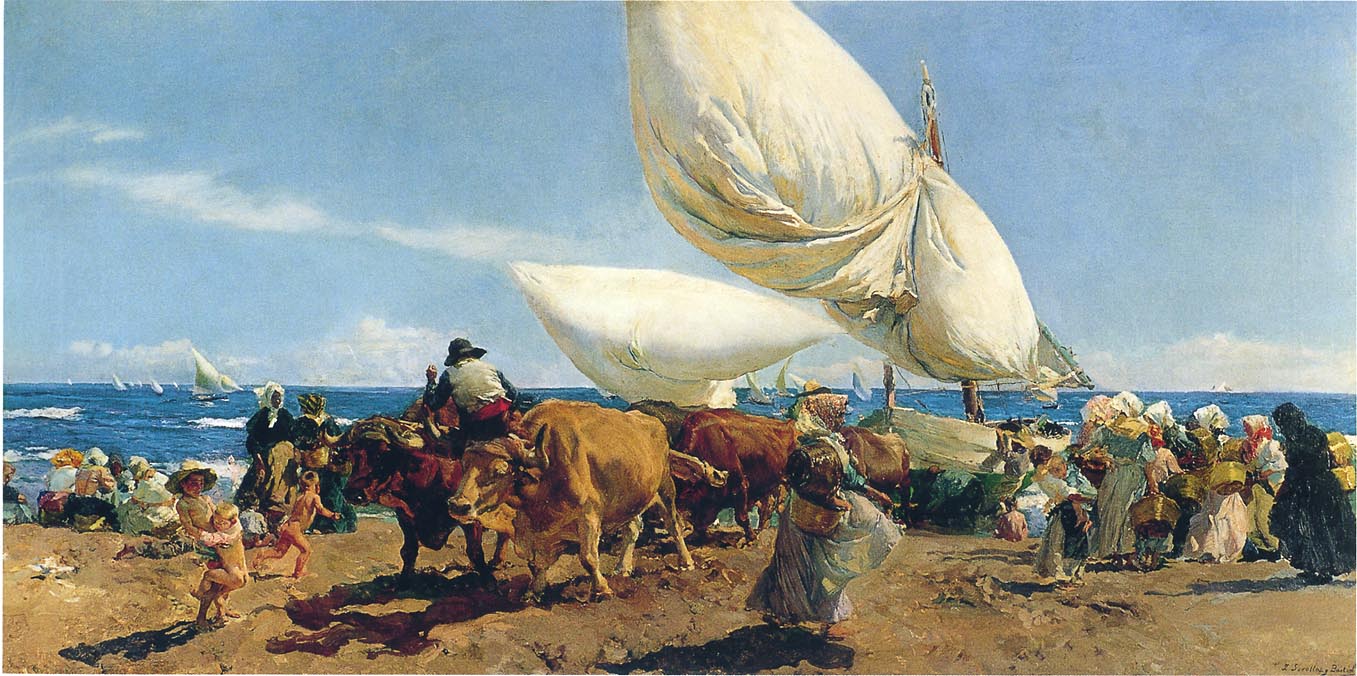 ng Boats on the beach, Valencia by Joaquin Sorolla y Bastida,A3(16x12")Poster