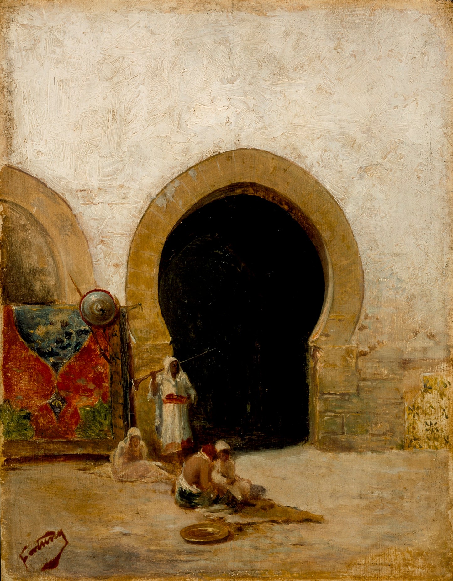 At the Gate of the Seraglio, vintage artwork by Mariàno Fortuny y Marsal, 12x8" (A4) Poster
