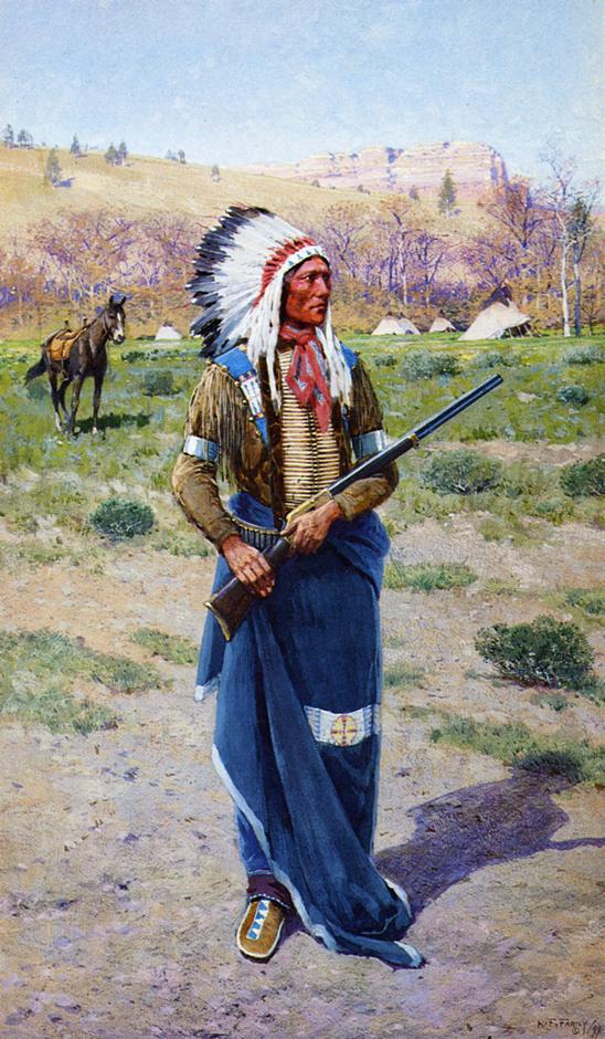 Iron Horse, vintage artwork by Henry F. Farny, 12x8" (A4) Poster