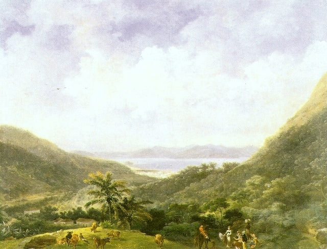 View of Rio de Janeiro bay from the mountains in Tijuca, vintage artwork by Nicolas-Antoine Taunay, 12x8" (A4) Poster