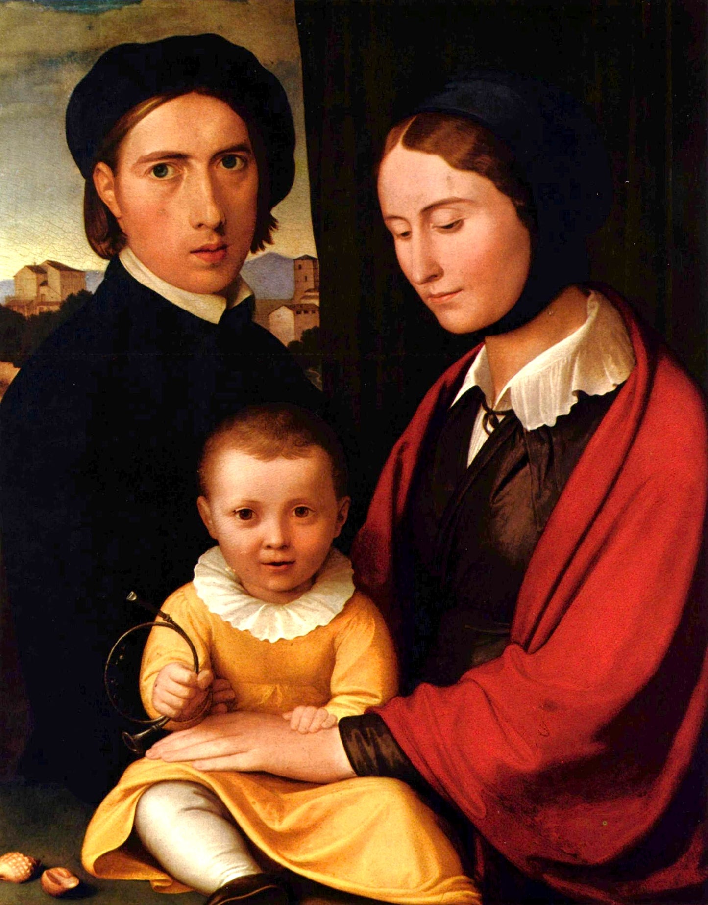 Self-Portrait with Familiy, vintage artwork by Johann Friedrich Overbeck, 12x8" (A4) Poster