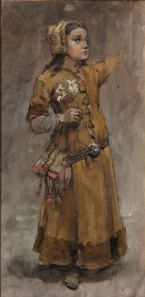 A Girl. Study for Valdemar Atterdag Holding Visby to Ransom, vintage artwork by Carl Gustav Hellqvist, 12x8" (A4) Poster