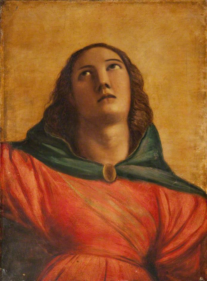 Head of the Virgin (after Titian), vintage artwork by Joseph Severn, A3 (16x12") Poster Print