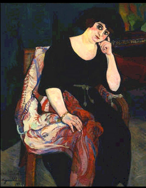 Portrait of Mme Zamaron, vintage artwork by Suzanne Valadon, 12x8" (A4) Poster
