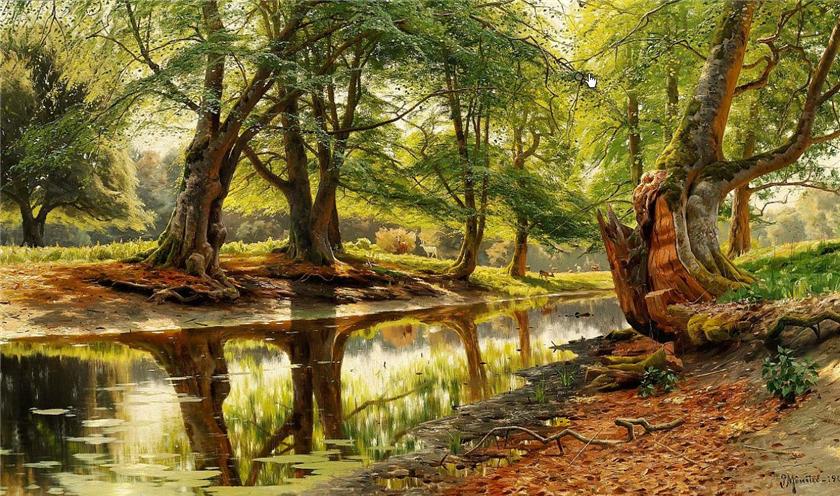 A Stream in Dyrehaven by Peder Mork Monsted,A3(16x12")Poster