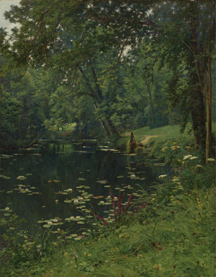 A Woodland Pond, vintage artwork by Henri Biva, 12x8" (A4) Poster