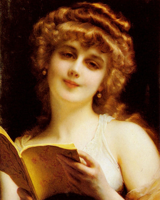 A Blonde Beauty Holding a Book, vintage artwork by Étienne-Adolphe Piot, 12x8" (A4) Poster