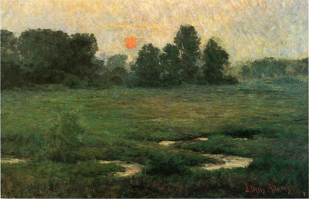 An August Sunset - Prarie Dell, vintage artwork by John Ottis Adams, 12x8" (A4) Poster