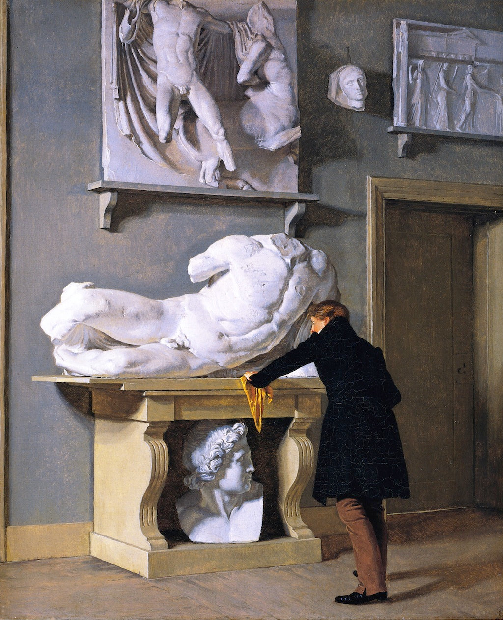 View of the Plaster Cast Collection at Charlottenborg Palace, vintage artwork by Christen Købke, A3 (16x12") Poster Print