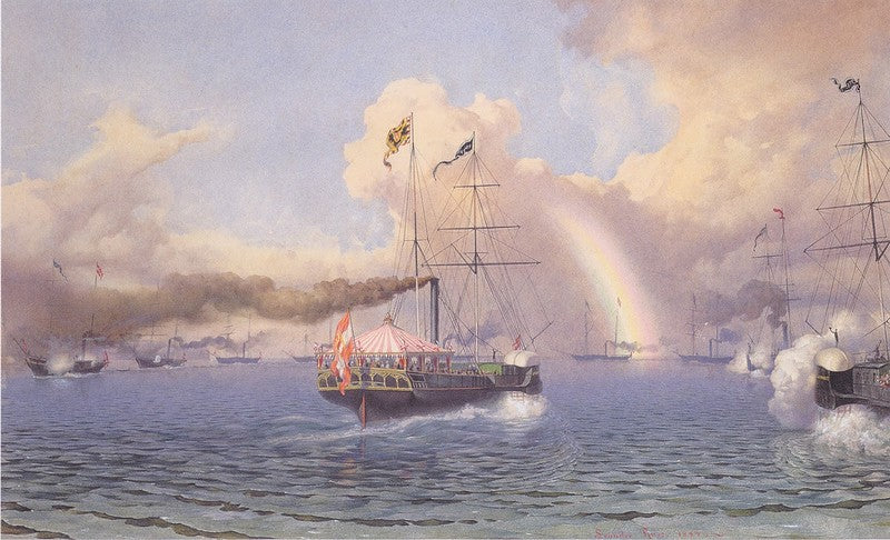 The Voyage of Emperor Ferdinand and Empress Maria Anna of Trieste to Pola, vintage artwork by Leander Russ, A3 (16x12") Poster Print