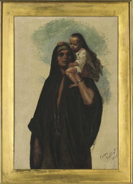 Coptic Woman and Child, vintage artwork by Frederick Goodall, A3 (16x12") Poster Print