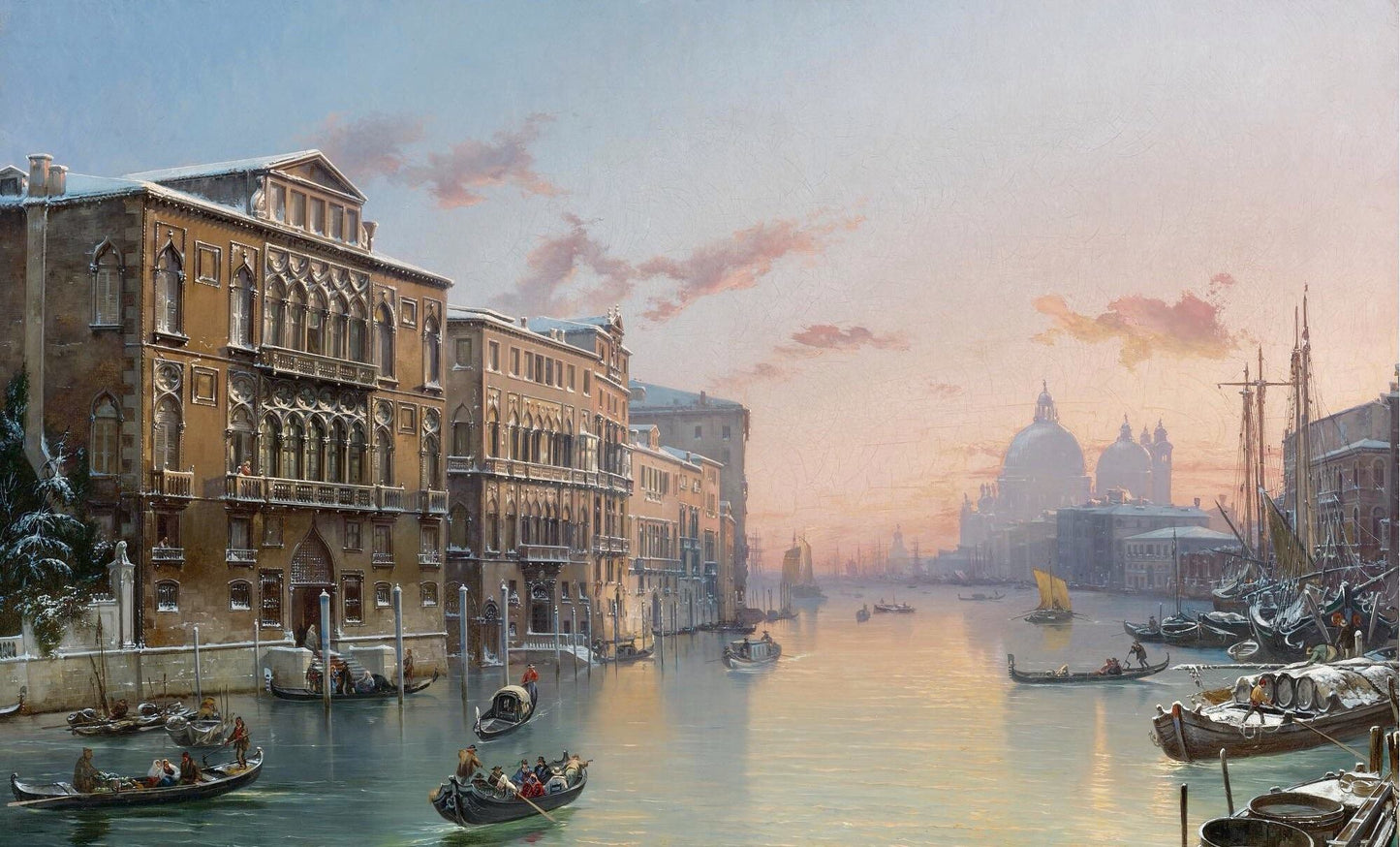 A Winter View of the Grand Canal, Venice, vintage artwork by Friedrich Nerly the Elder, A3 (16x12") Poster Print