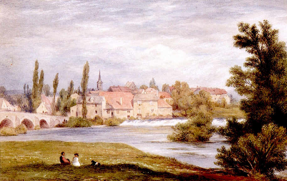 Picnic by the River, vintage artwork by John Henry Hill, 12x8" (A4) Poster